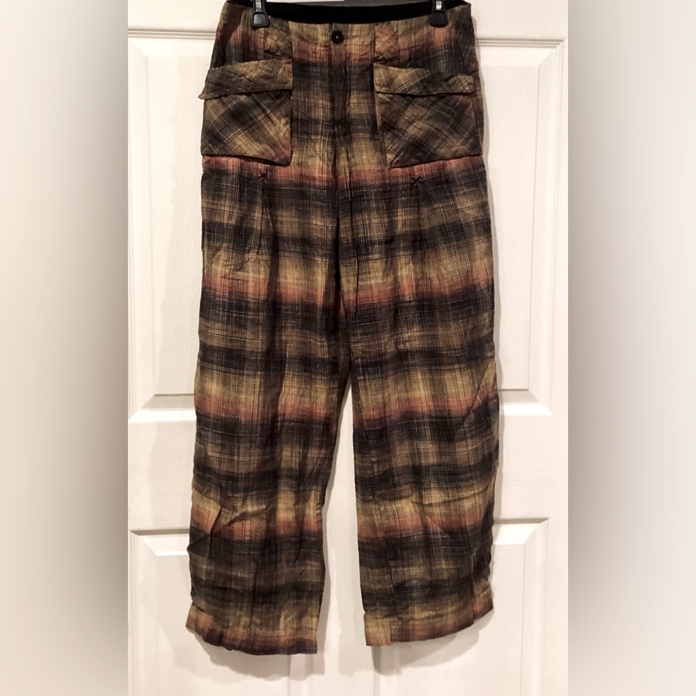 Free People Plaid Wide Leg Pants Women Size 4